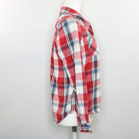 Levis Flannel Shirt Red Blue White Plaid Long Sleeve Button Up - Picture 6 of 11